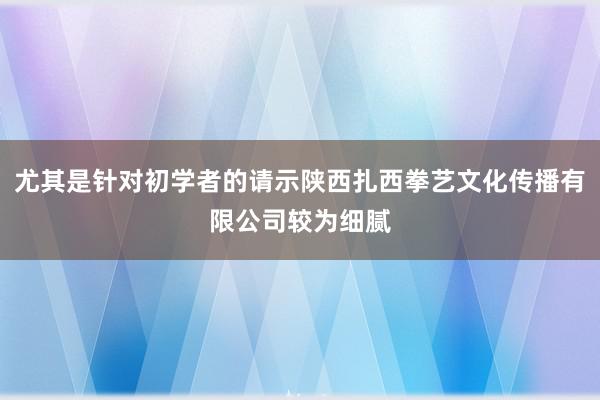 尤其是针对初学者的请示陕西扎西拳艺文化传播有限公司较为细腻